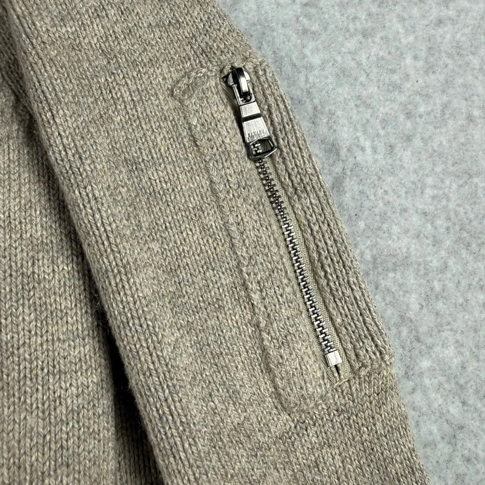 Banana Republic Zip Cardigan Small Tan Military Utility Gorpcore Minimalist